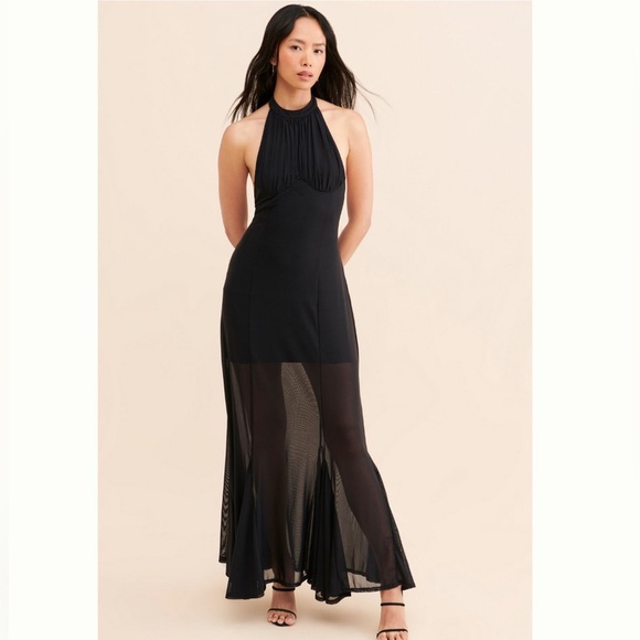 Anthropologie Let Me Be Knit Halter Maxi Dress Black Size Medium - Picture 1 of 8